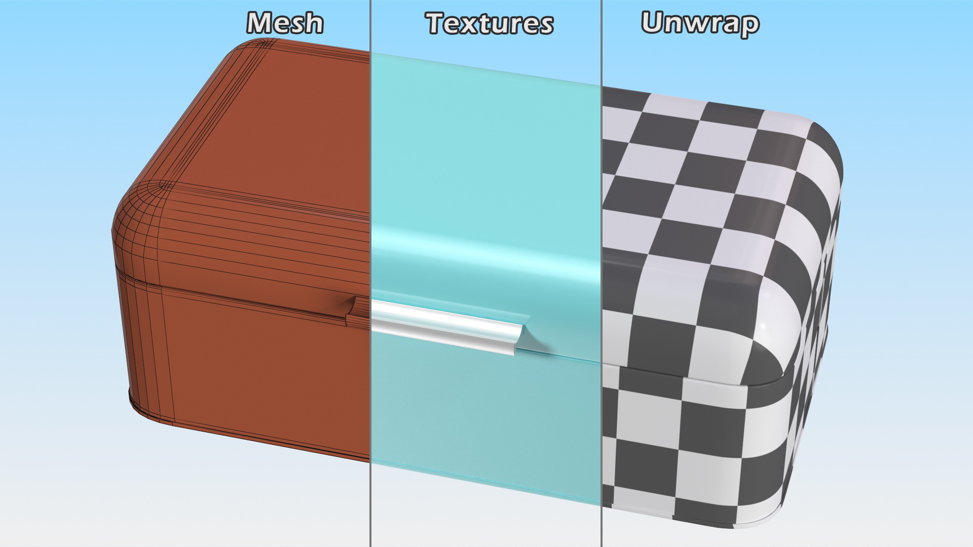 3D Metal Bread Bin Blue Clean