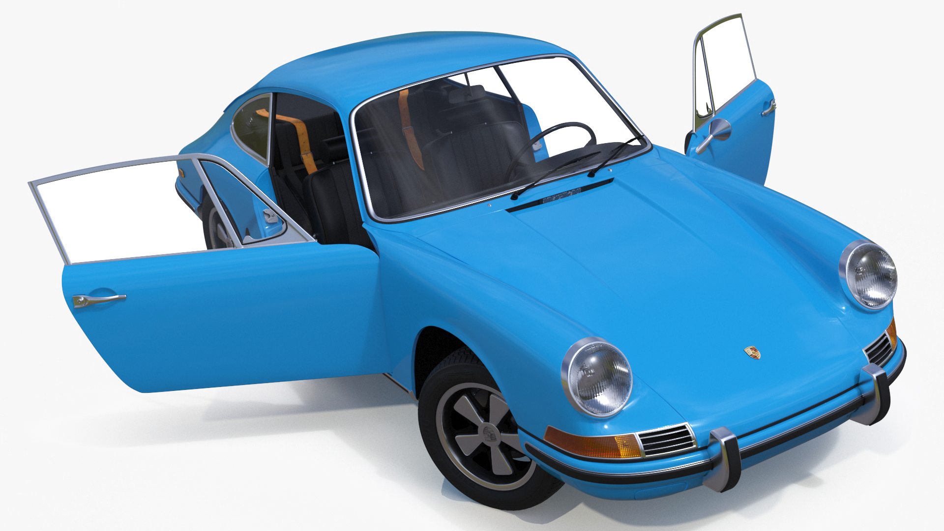 Porsche 911 1968 Blue Rigged for Cinema 4D 3D