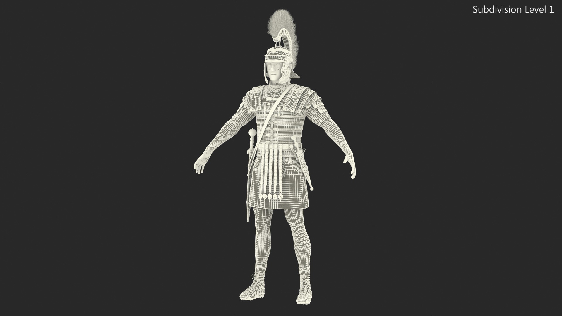 3D Roman Legionnaire A-Pose Fur model