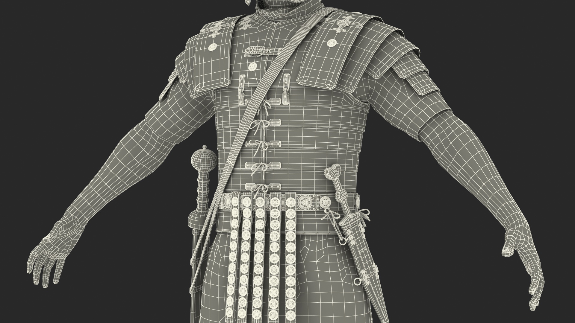 3D Roman Legionnaire A-Pose Fur model