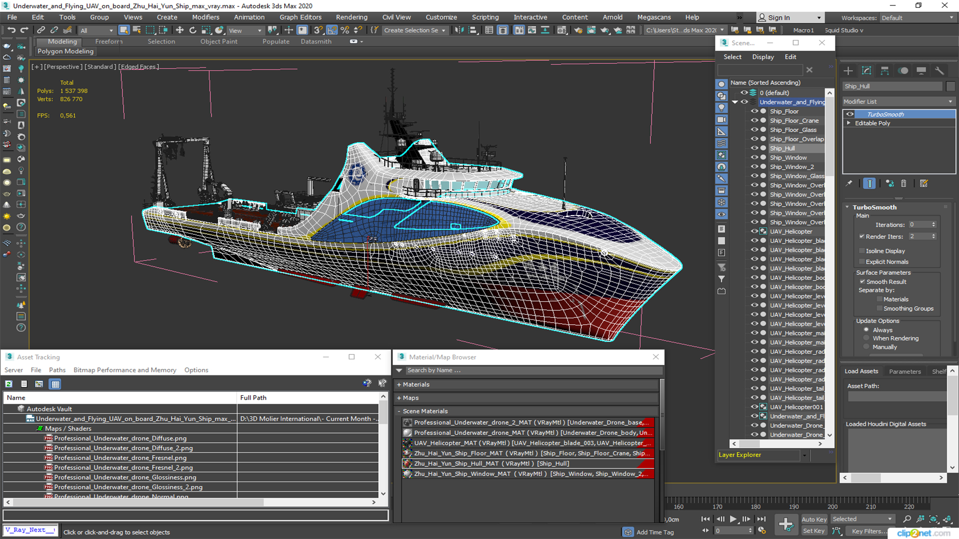 3D Underwater and Flying UAV on board Zhu Hai Yun Ship