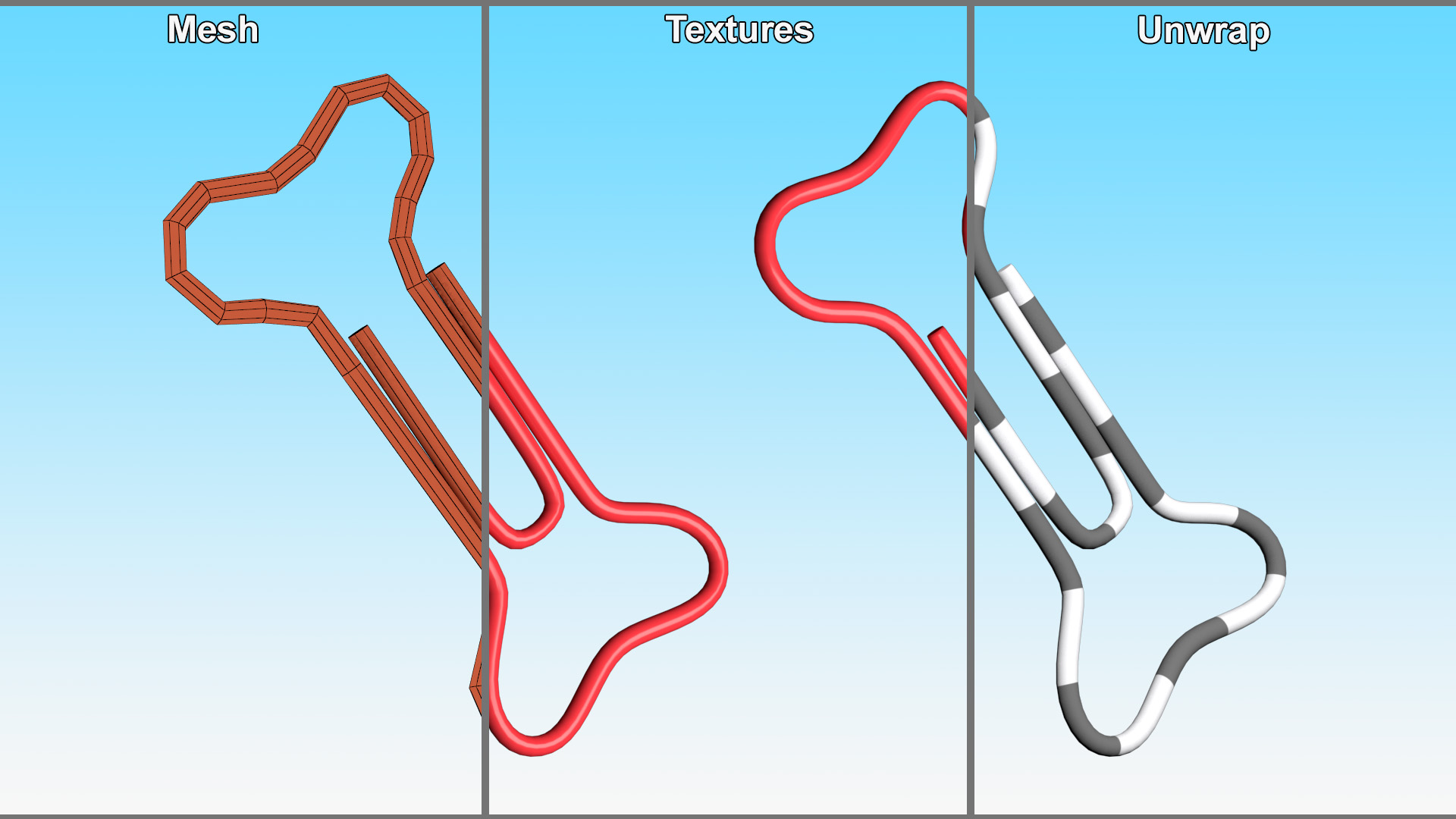 Bone Shaped Paper Clip 3D