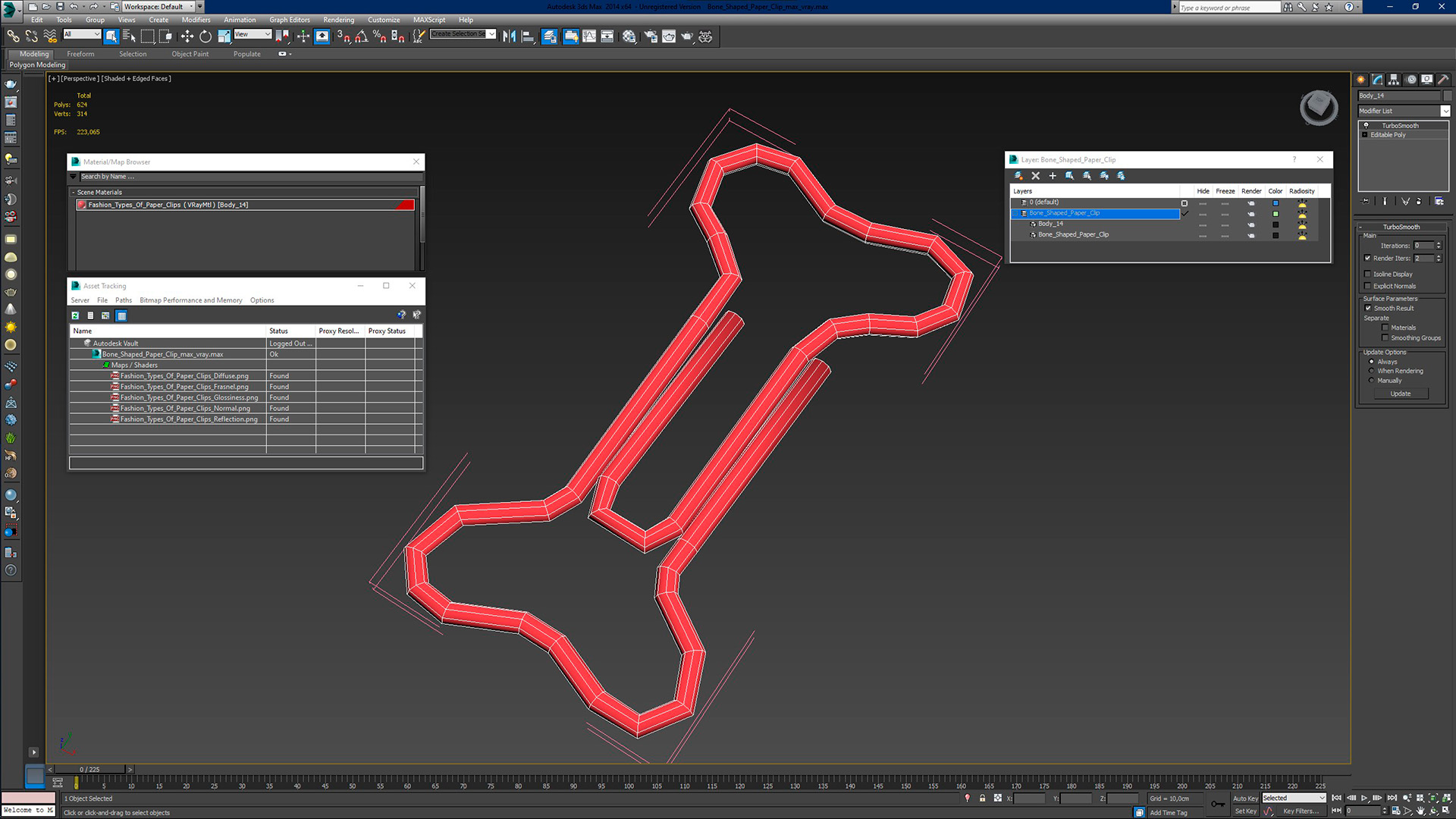 Bone Shaped Paper Clip 3D