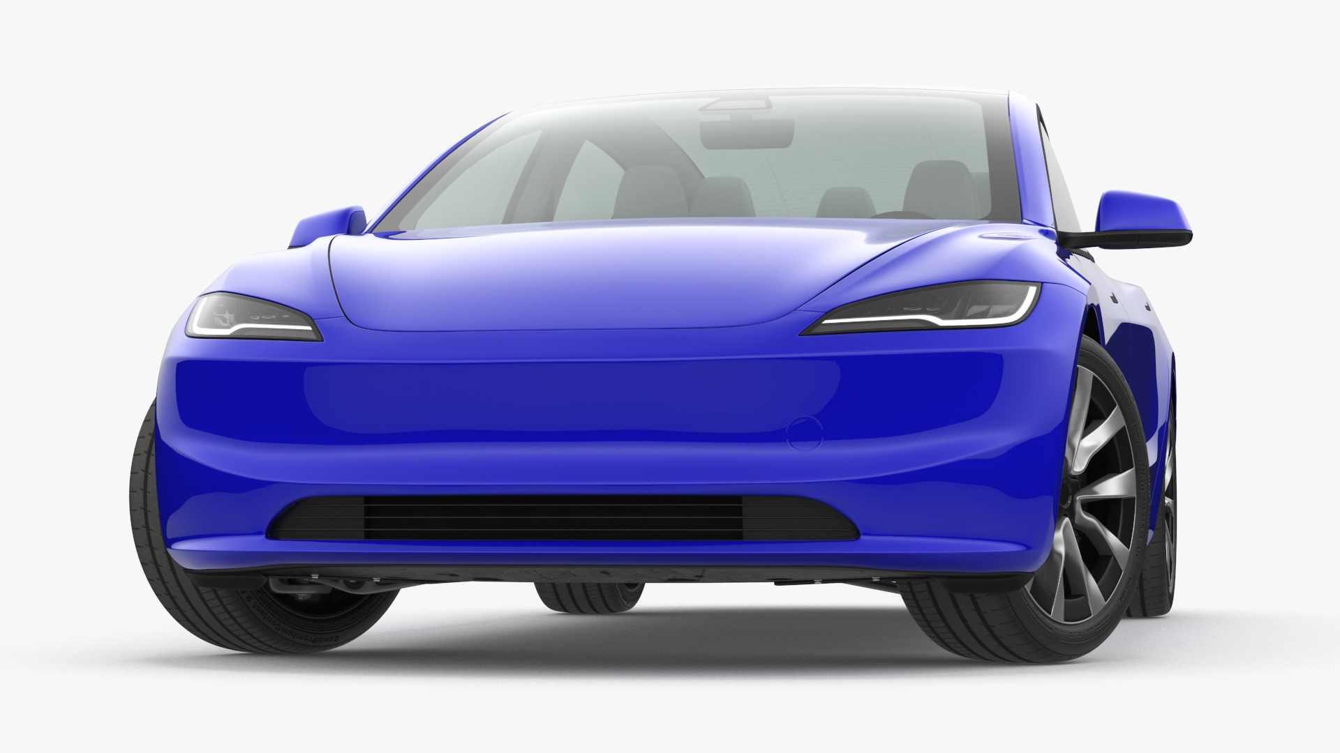 3D Modern Electric Car Blue Lights On Rigged