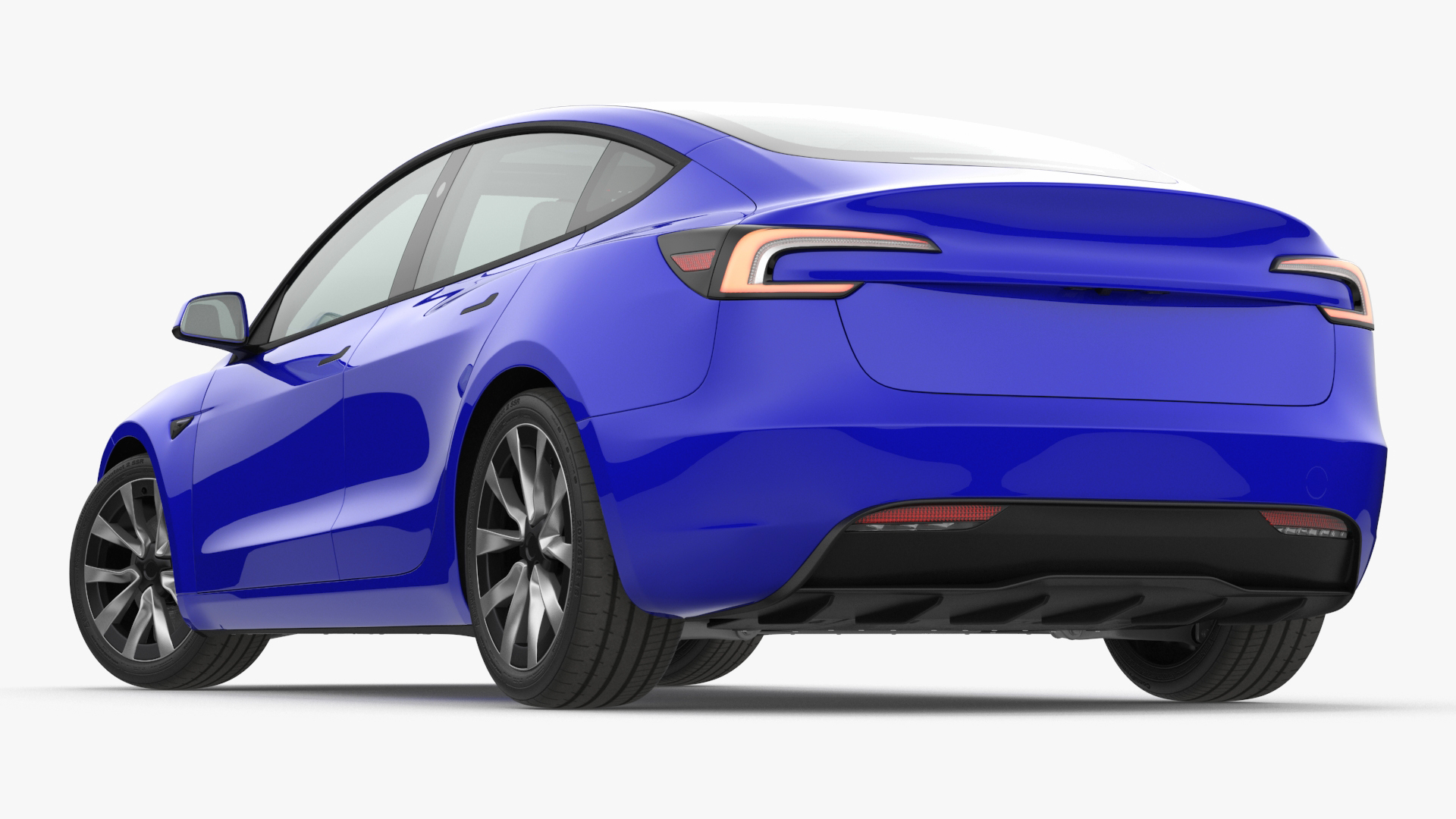 3D Modern Electric Car Blue Lights On Rigged