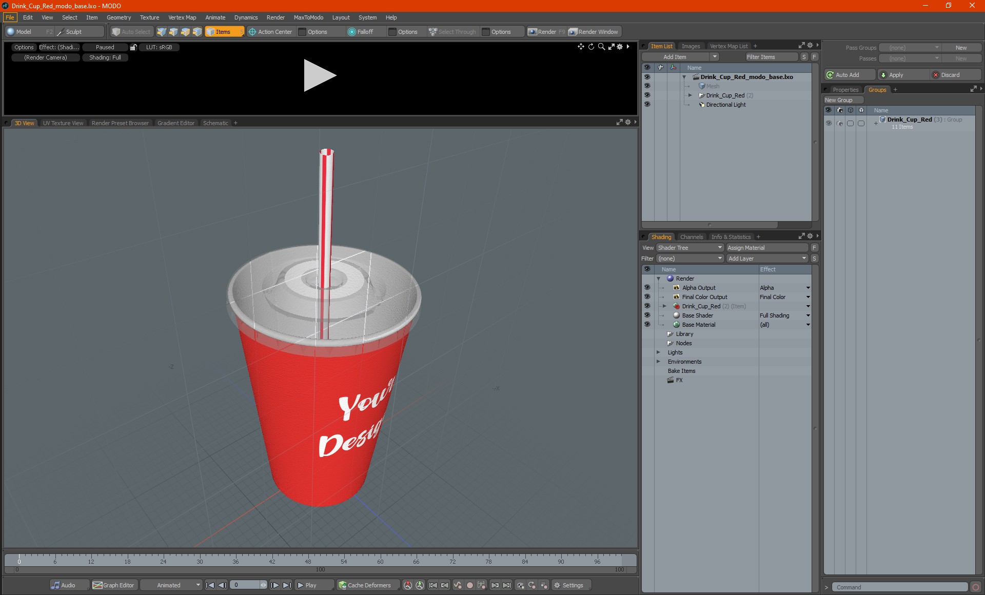 3D Drink Cup Red model