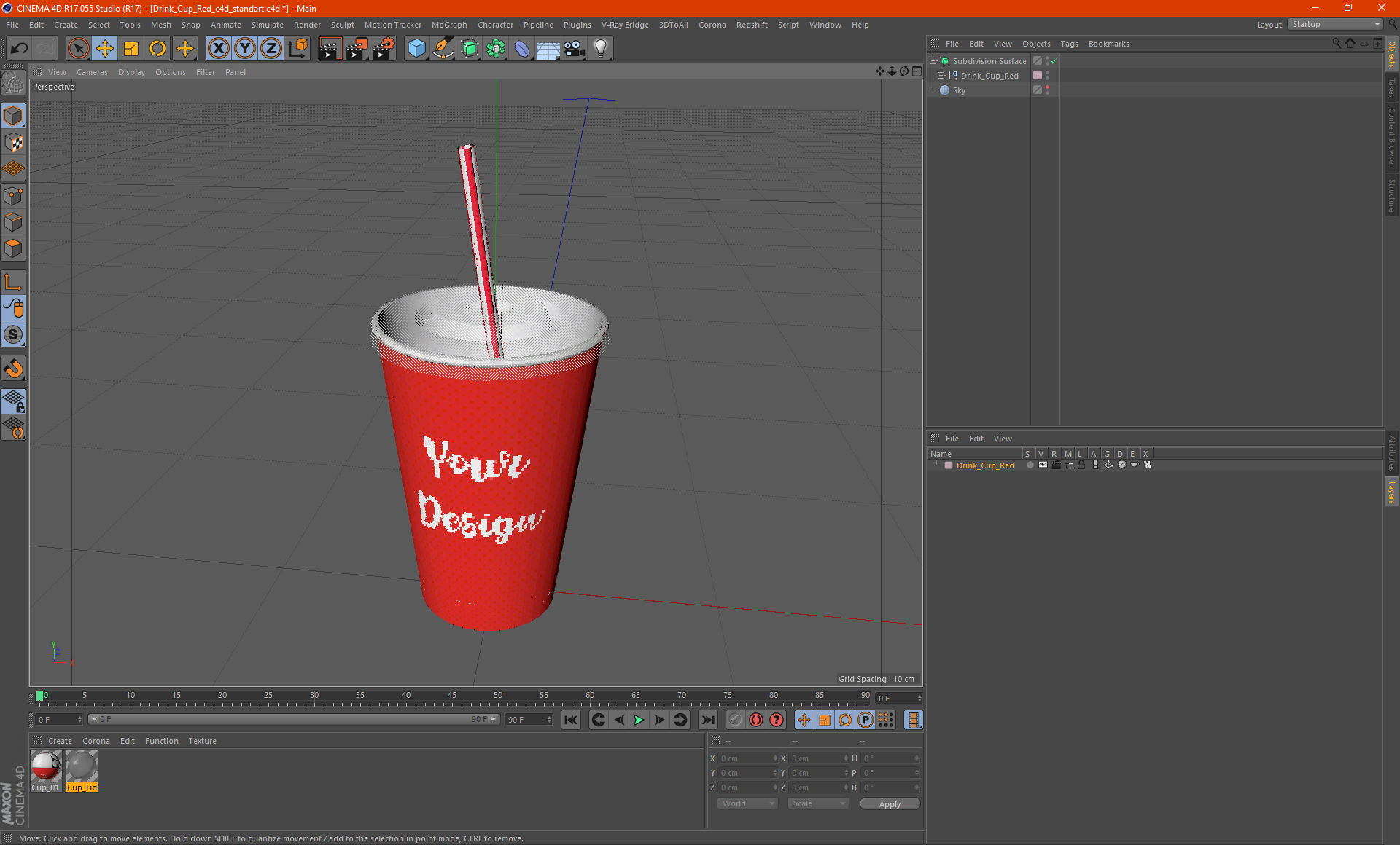 3D Drink Cup Red model
