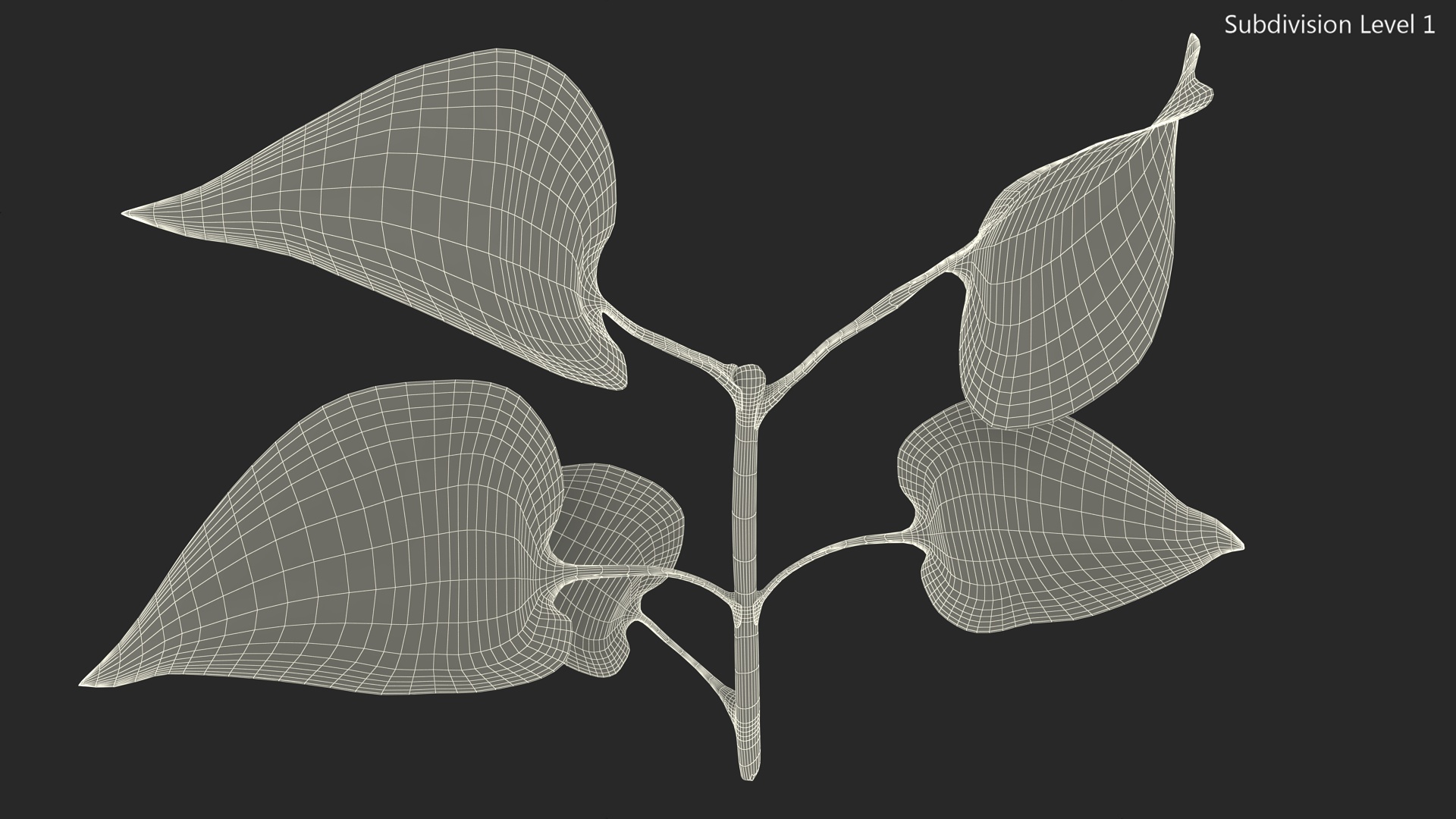 Branch with Green Leaves 3D model