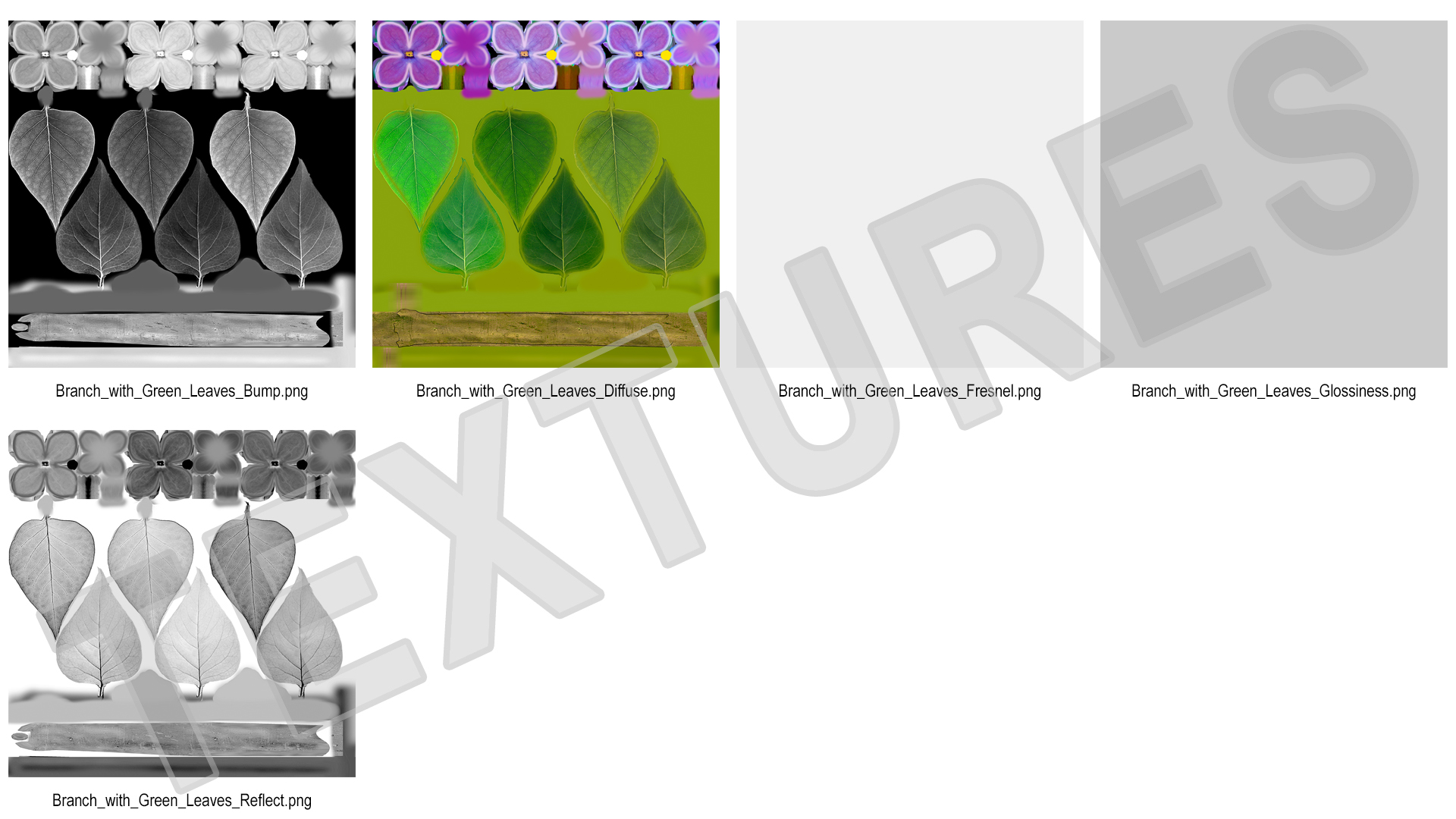 Branch with Green Leaves 3D model