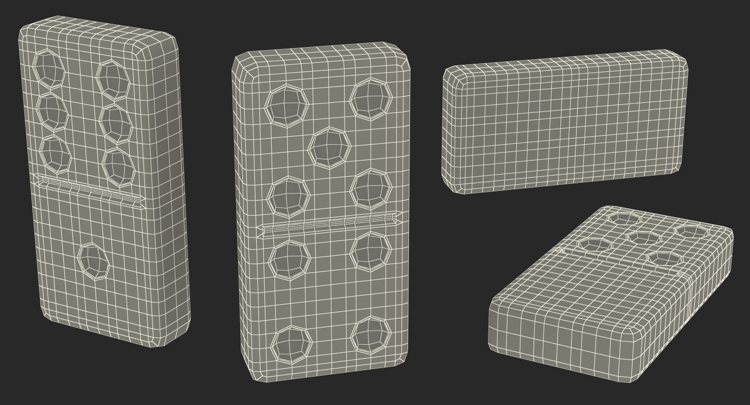 Domino Knuckles in Wooden Box 3D model