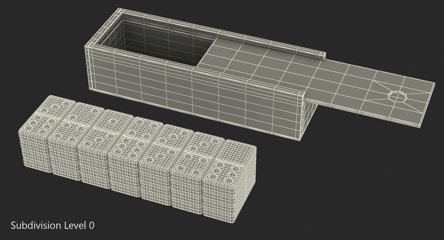Domino Knuckles in Wooden Box 3D model