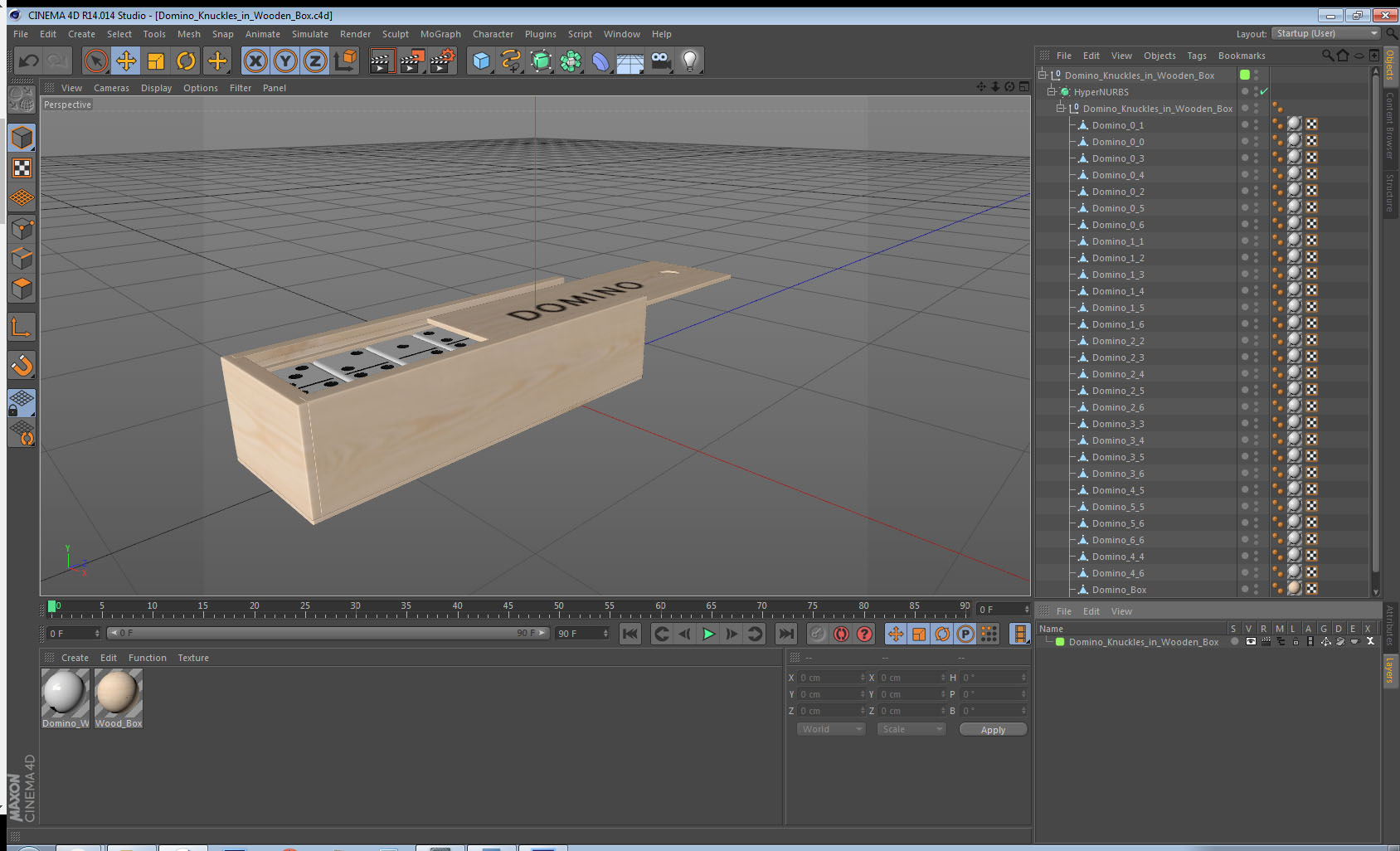 Domino Knuckles in Wooden Box 3D model