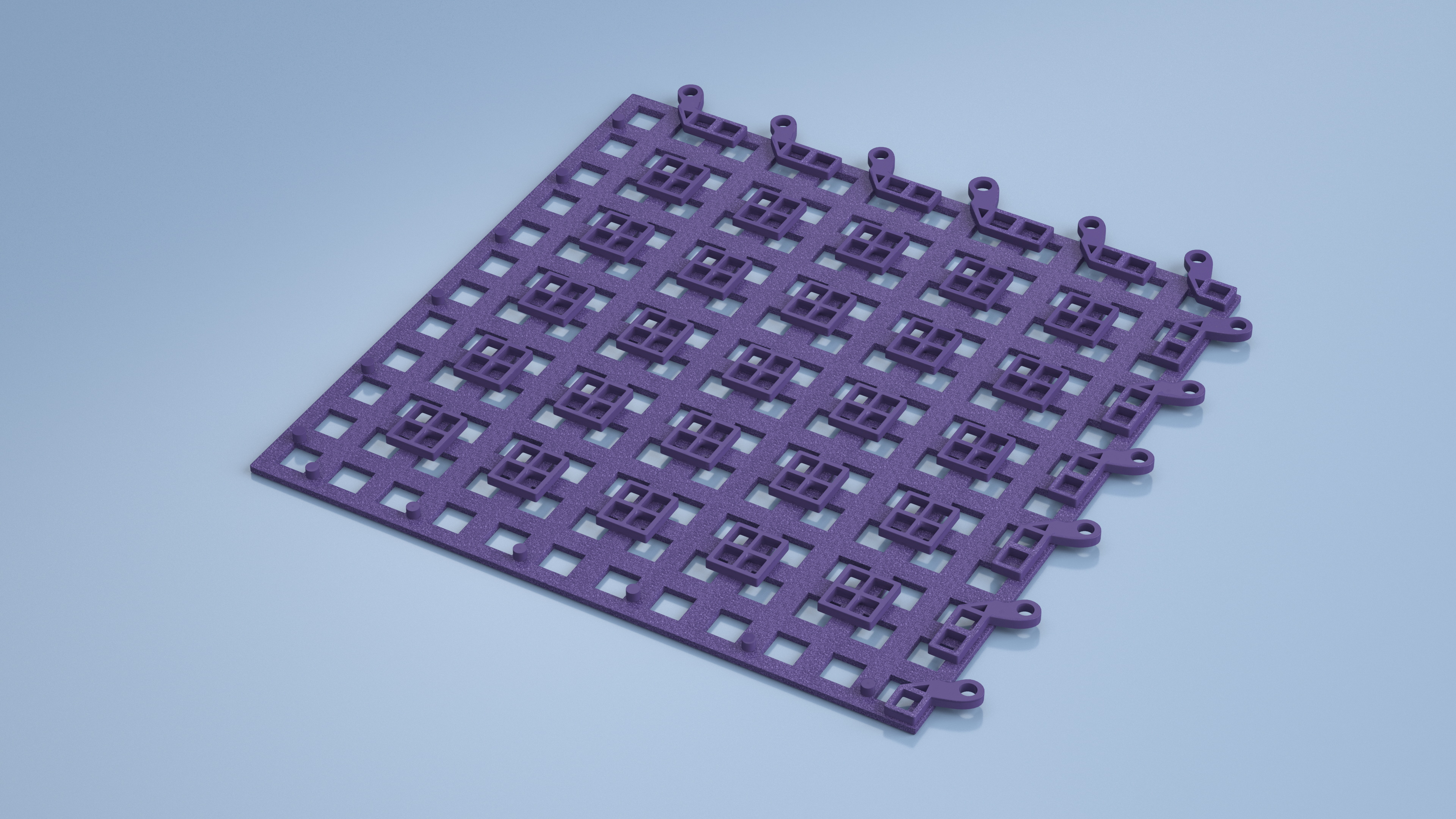 Plastic Floor Mat Tile Blue 3D