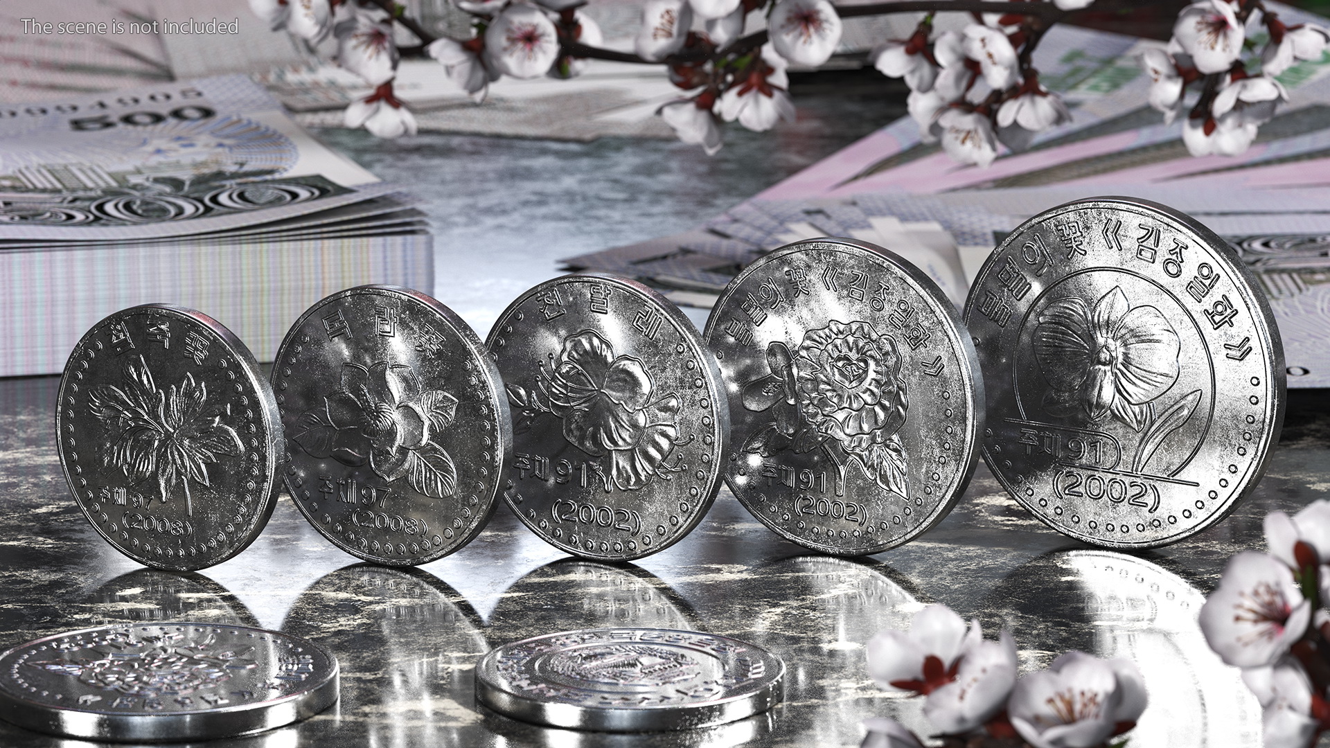 North Korea 2002 and 2008 Series Coins Set 3D