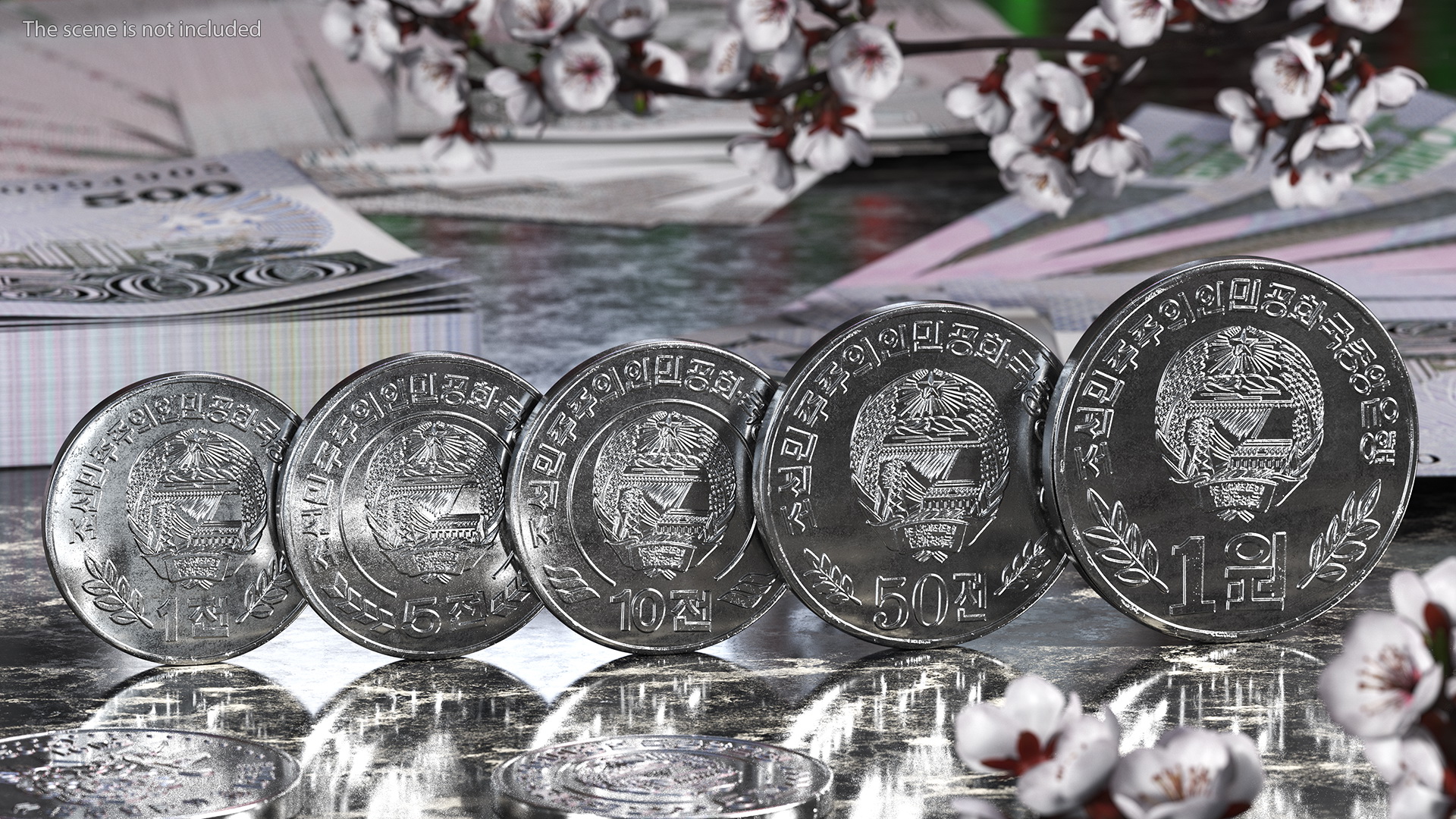 North Korea 2002 and 2008 Series Coins Set 3D
