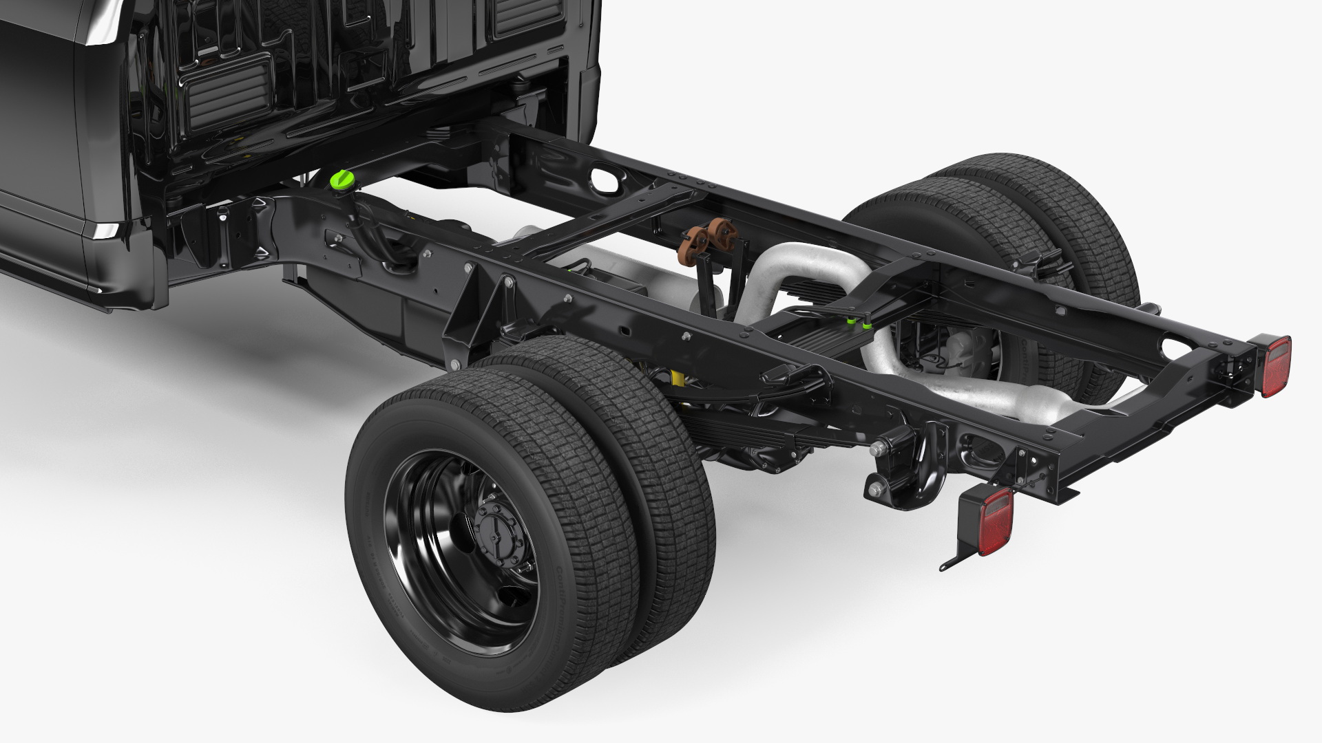 3D model Long Cab Pickup Chassis Cab Black Rigged