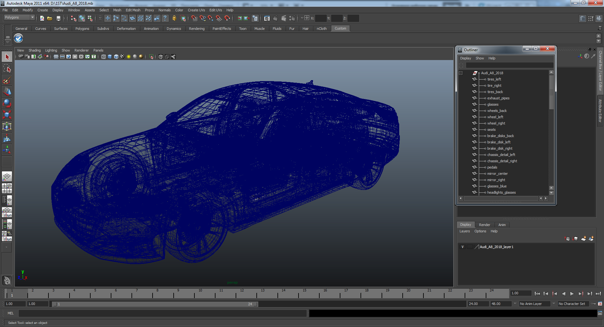 3D Audi A8 2018 Simple Interior model