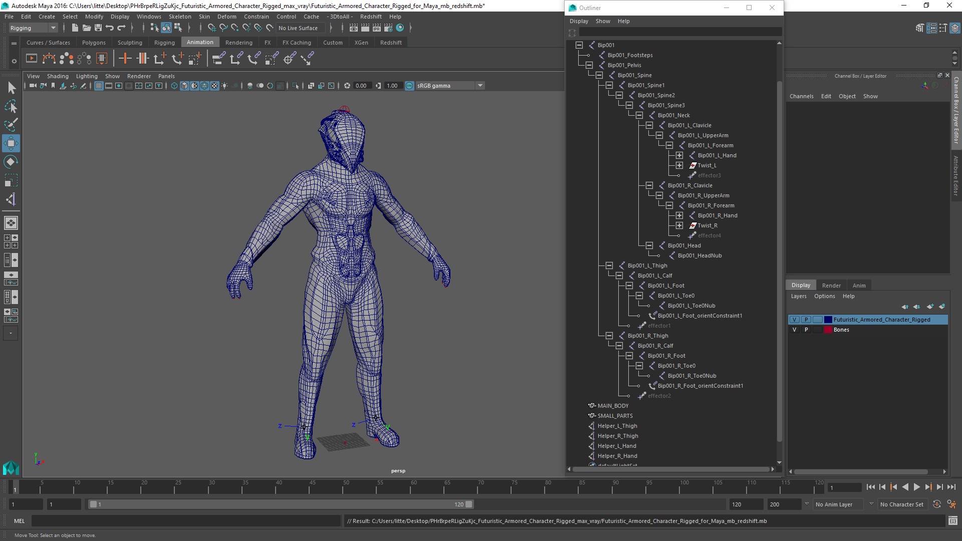 Futuristic Armored Character Rigged for Maya 3D model
