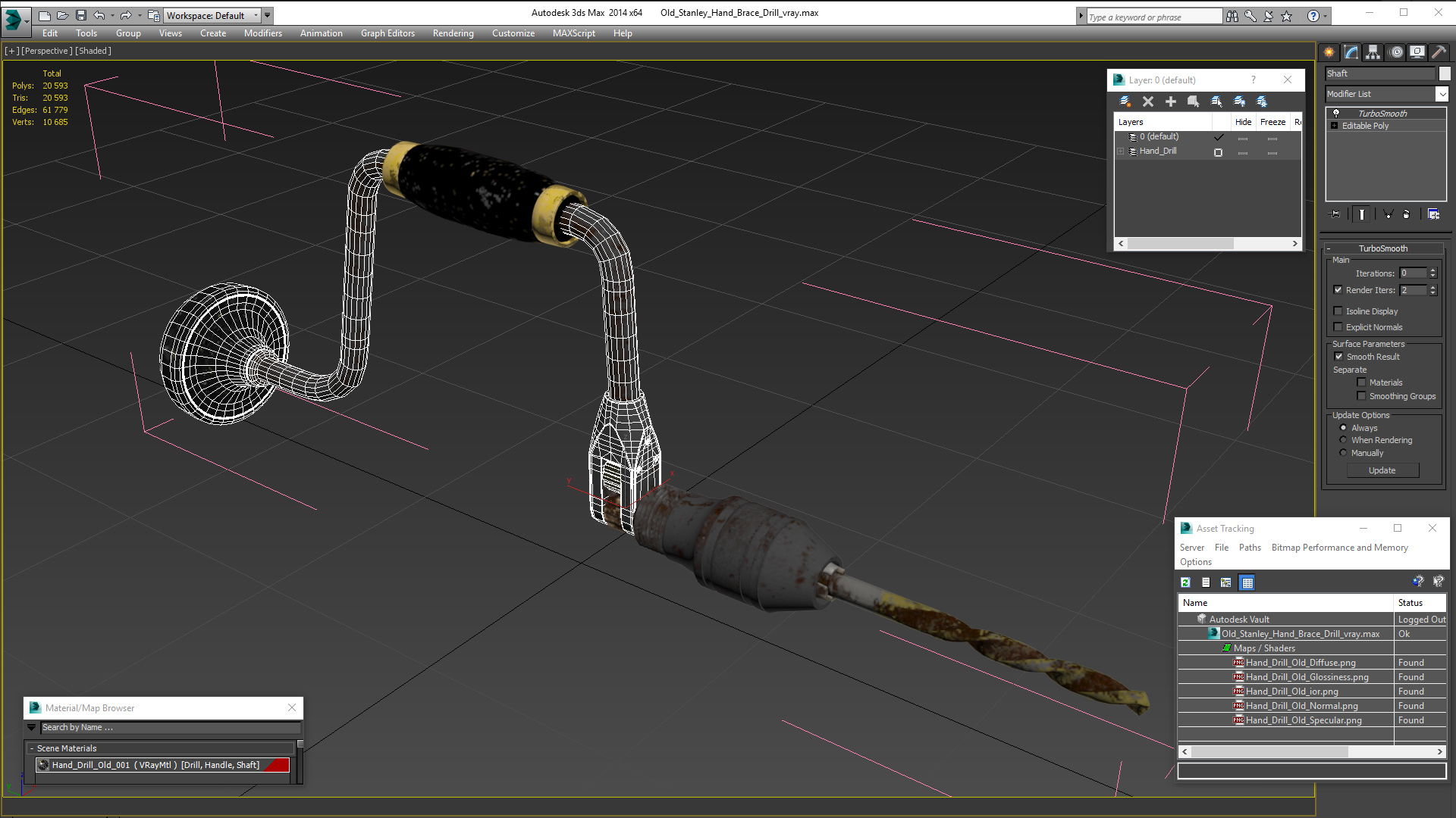 3D Old Stanley Hand Brace Drill model