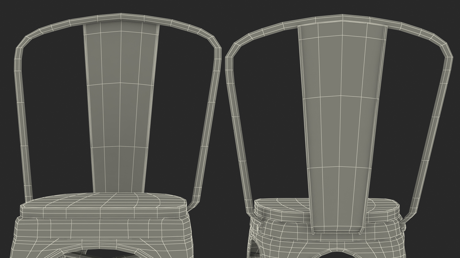 Bronze Stackable Chair Wooden Seat 3D model