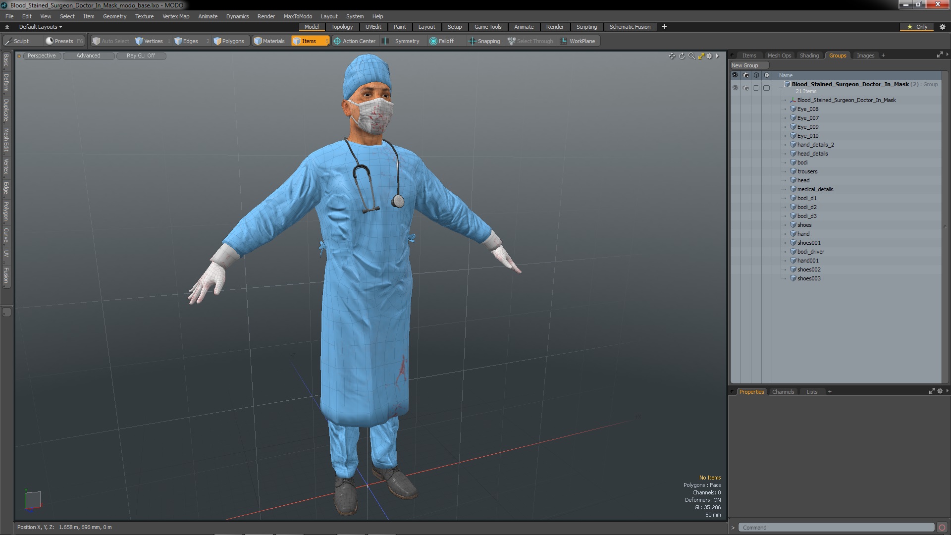 3D Blood Stained Surgeon Doctor In Mask