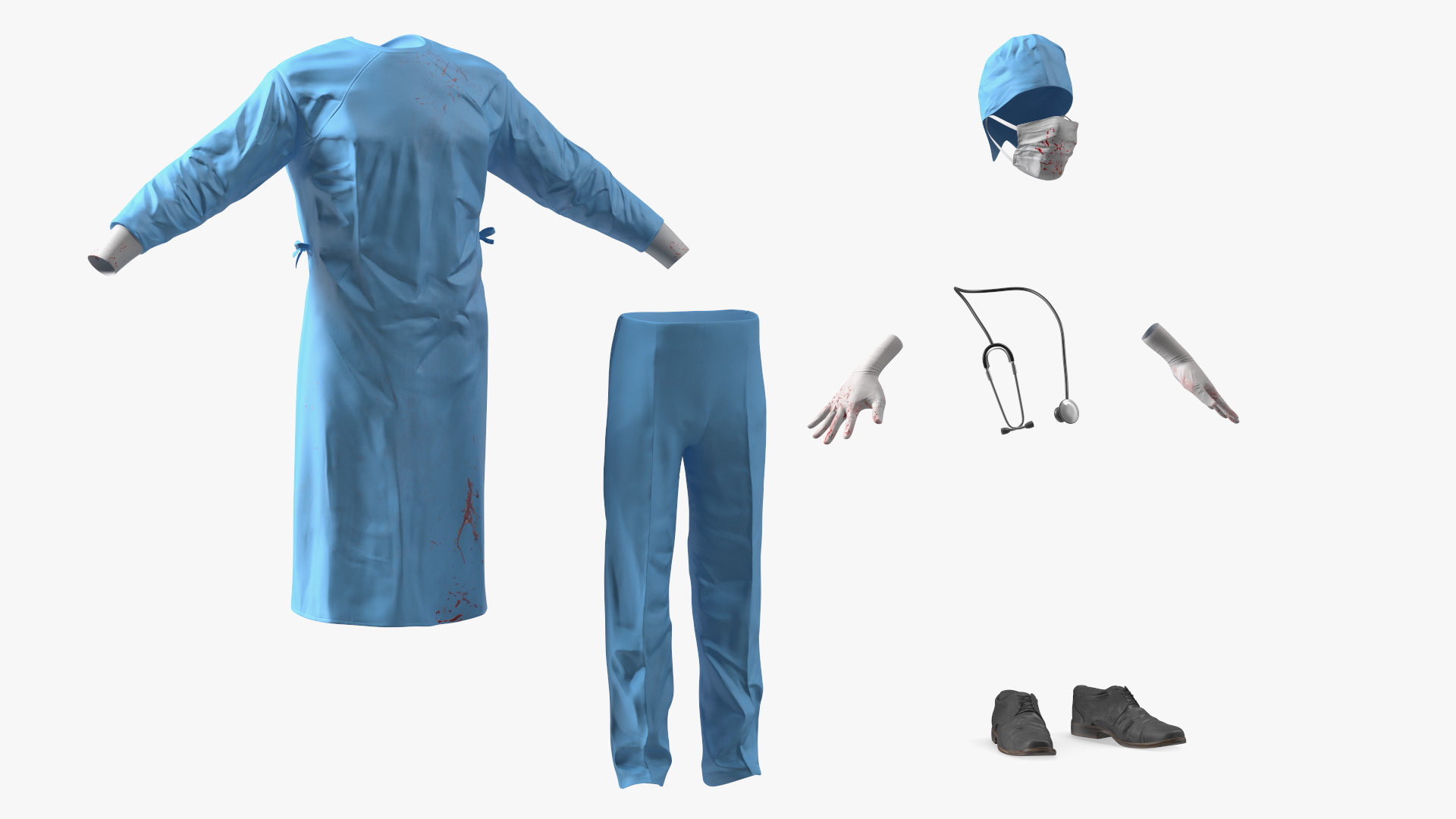 3D Blood Stained Surgeon Doctor In Mask