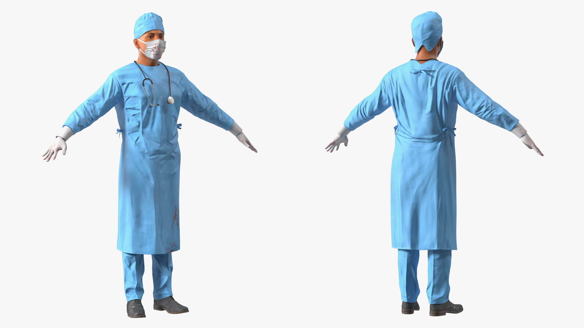3D Blood Stained Surgeon Doctor In Mask