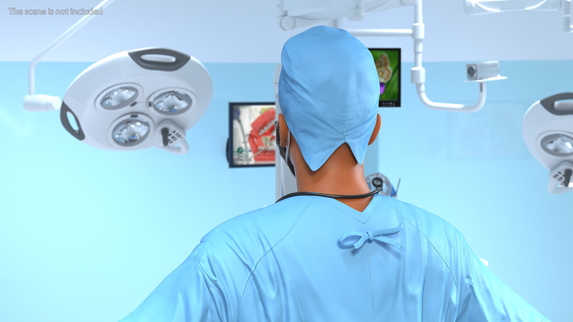3D Blood Stained Surgeon Doctor In Mask