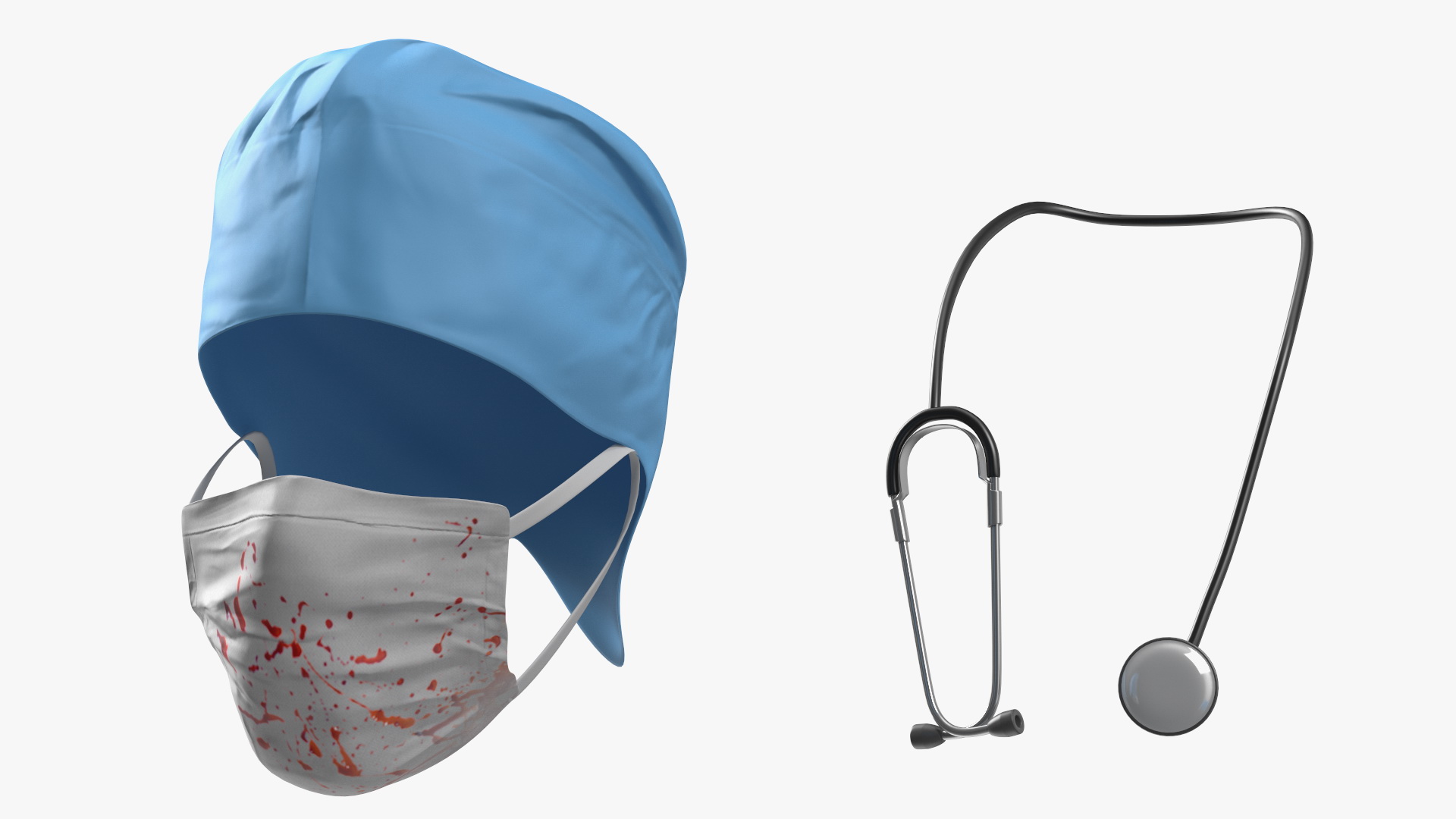 3D Blood Stained Surgeon Doctor In Mask