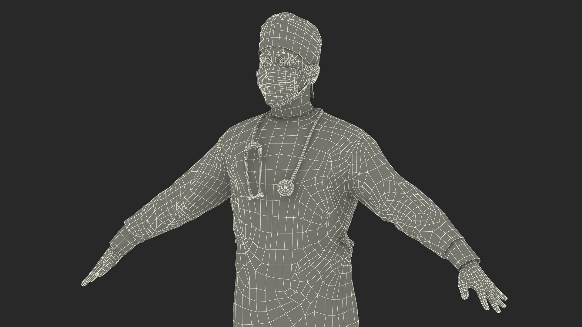 3D Blood Stained Surgeon Doctor In Mask