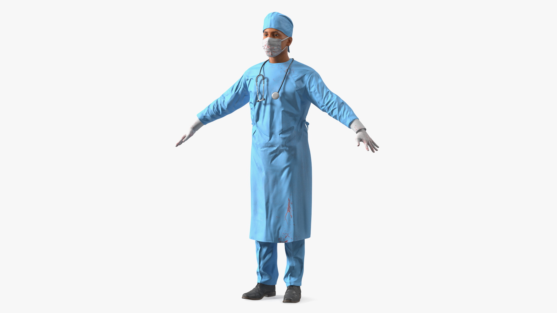 3D Blood Stained Surgeon Doctor In Mask