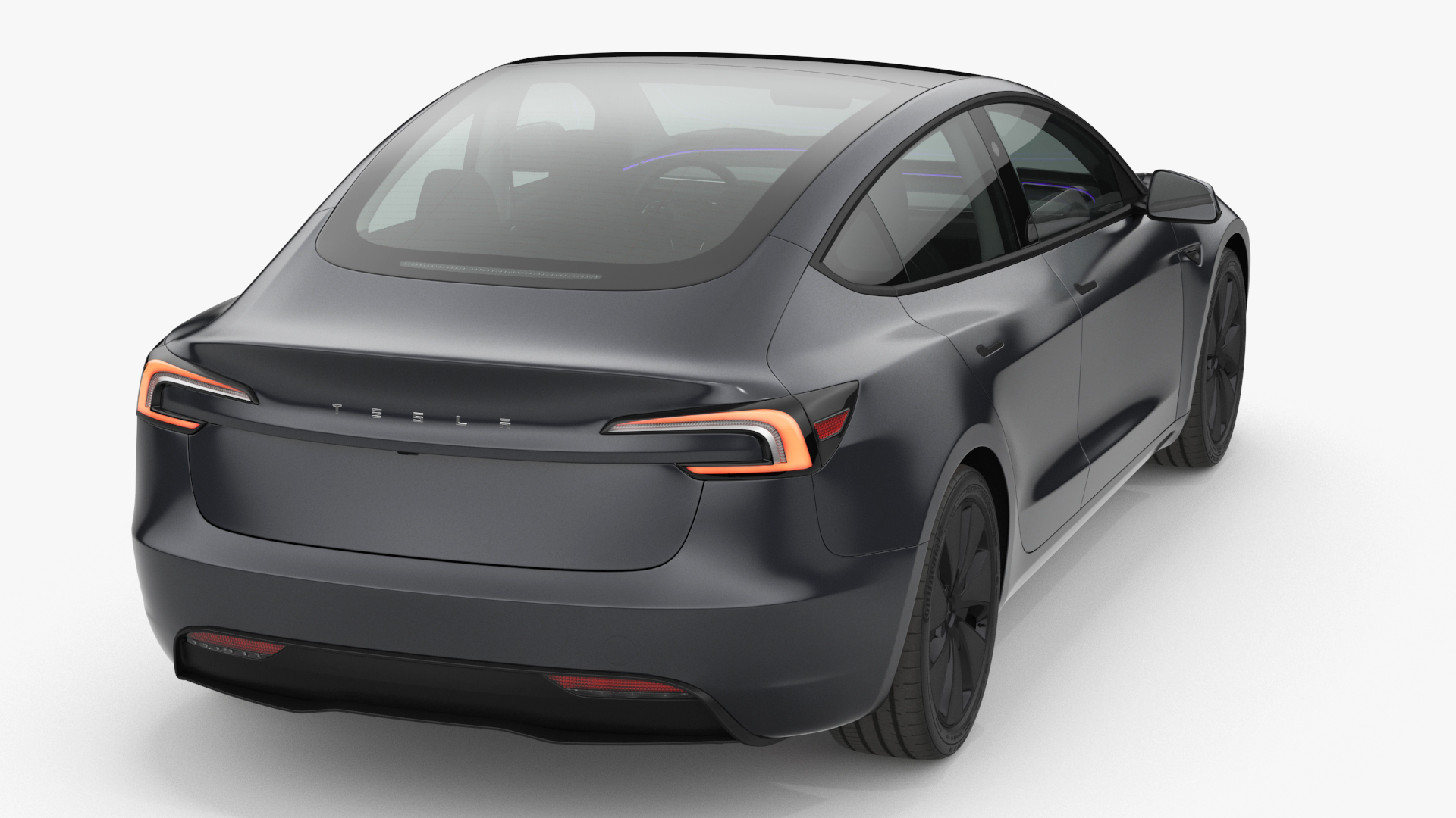 3D Tesla Model 3 2024 Stealth Grey Lights On