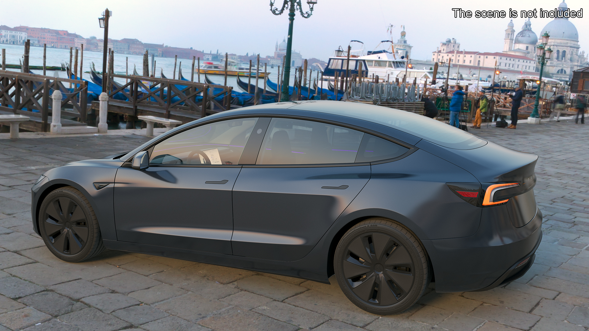 3D Tesla Model 3 2024 Stealth Grey Lights On