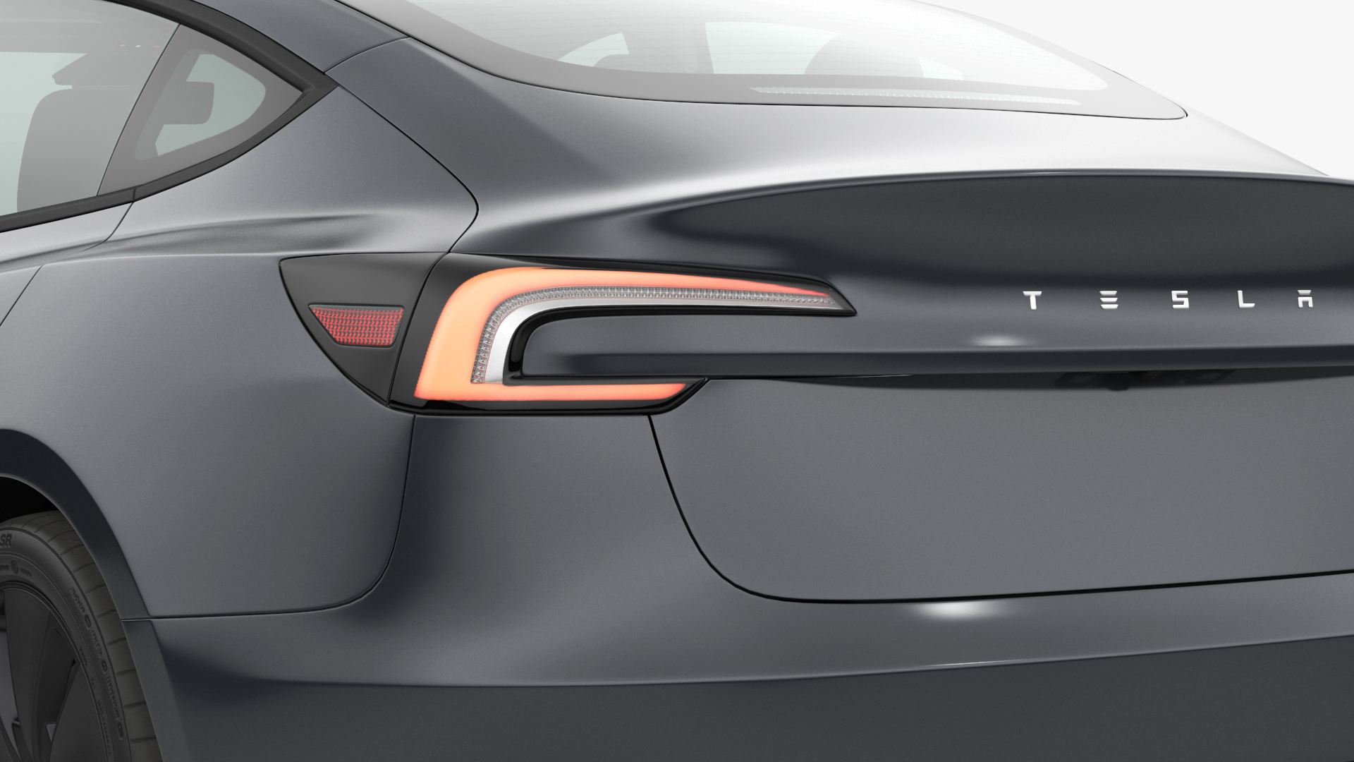 3D Tesla Model 3 2024 Stealth Grey Lights On
