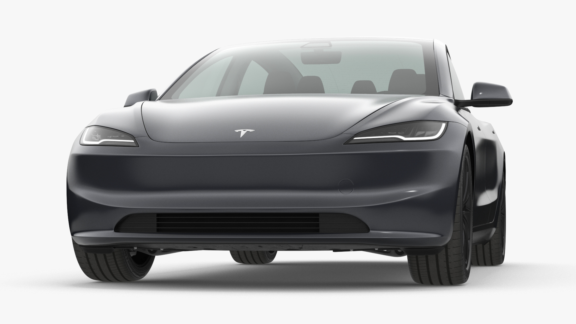 3D Tesla Model 3 2024 Stealth Grey Lights On