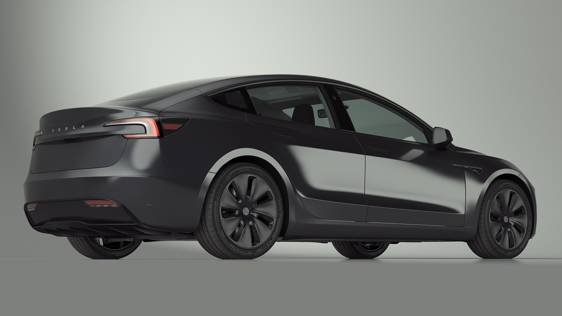 3D Tesla Model 3 2024 Stealth Grey Lights On