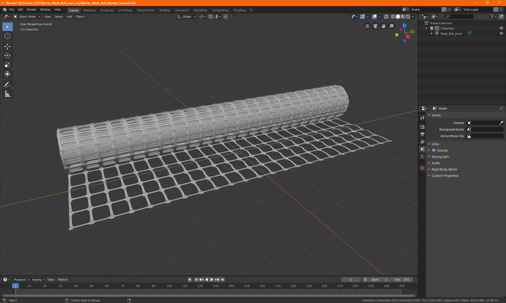Barrier Mesh Roll 3D