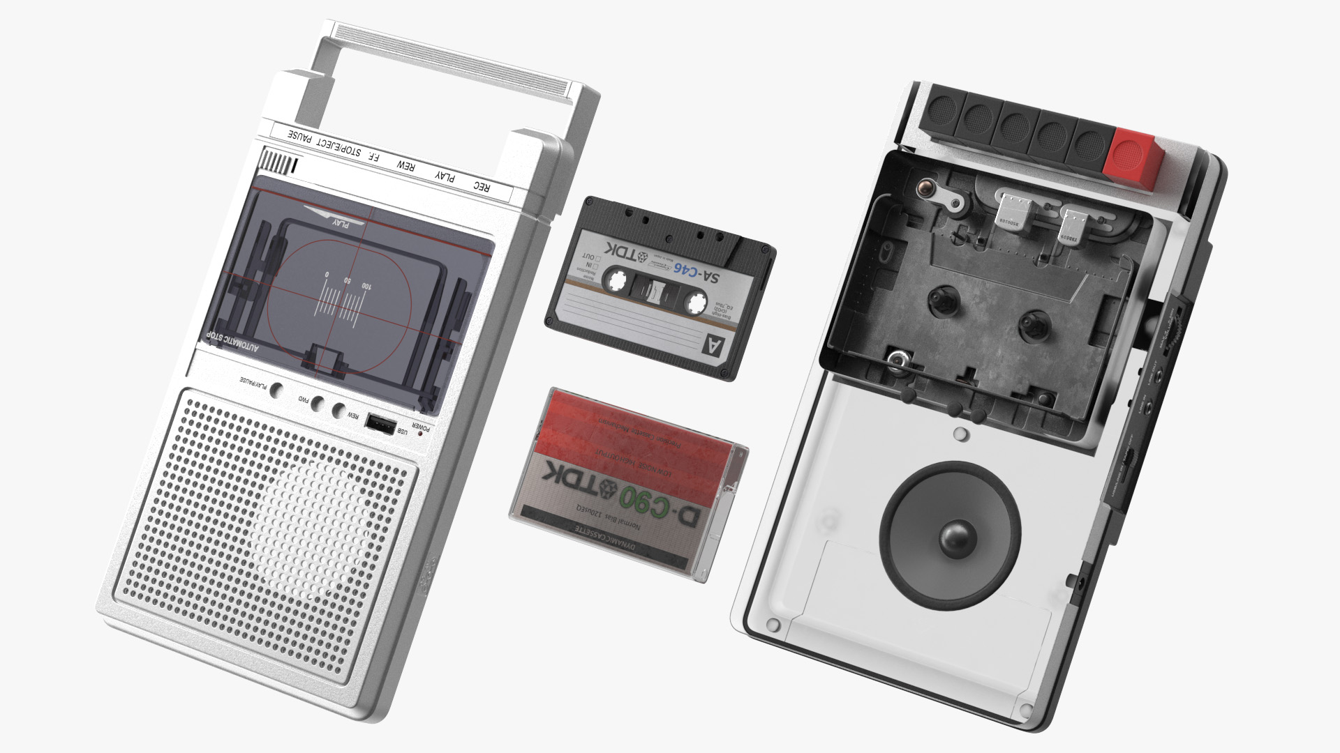3D model QFX RETRO 39 Shoebox Recorder with TDK Tape and Box Set