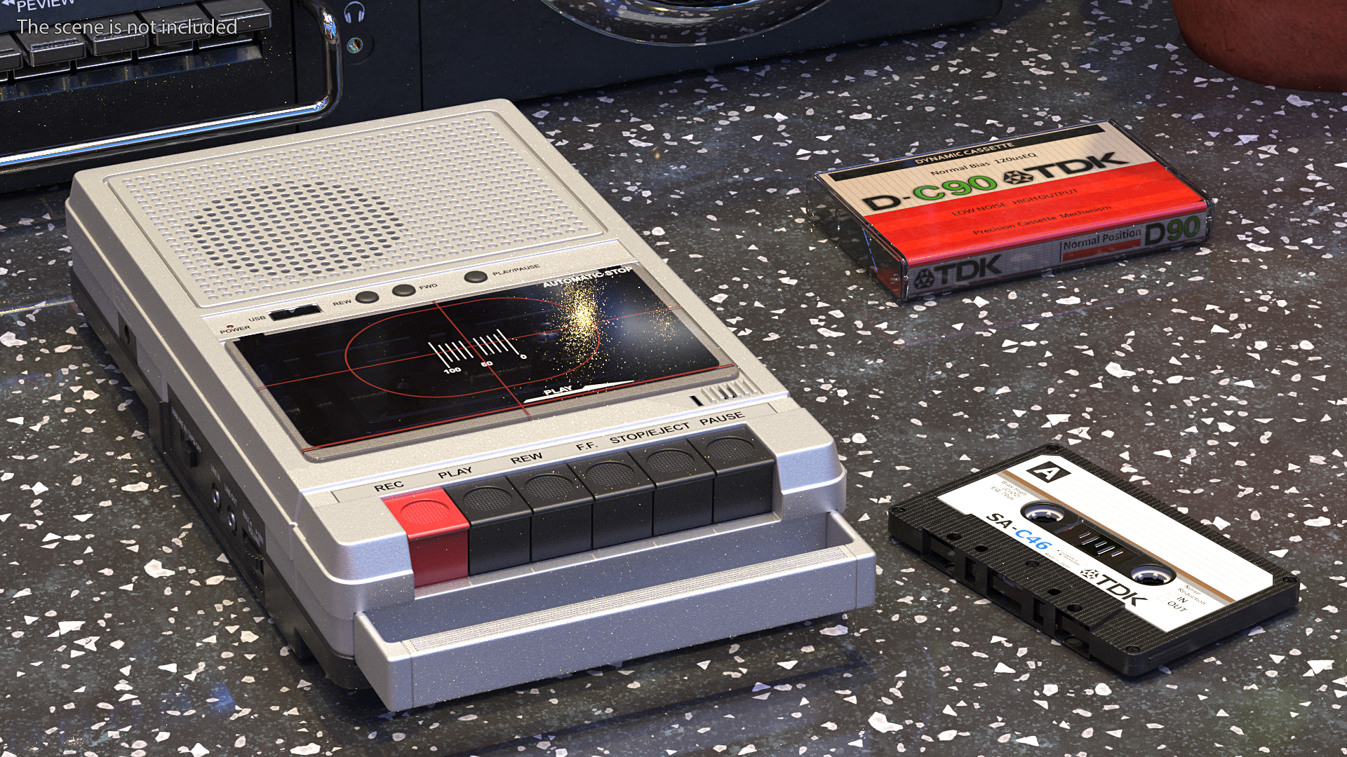 3D model QFX RETRO 39 Shoebox Recorder with TDK Tape and Box Set