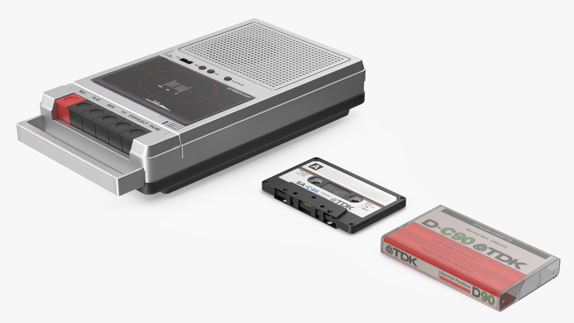 3D model QFX RETRO 39 Shoebox Recorder with TDK Tape and Box Set