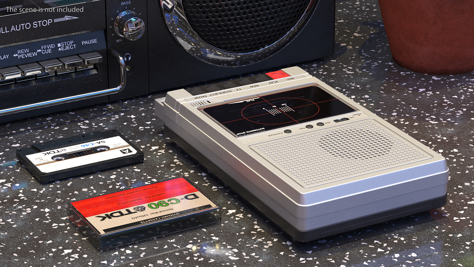 3D model QFX RETRO 39 Shoebox Recorder with TDK Tape and Box Set