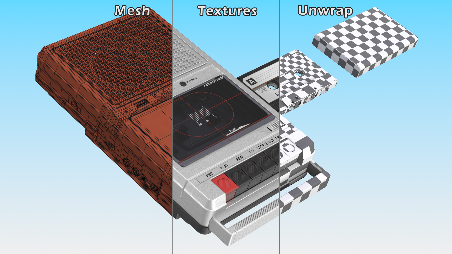 3D model QFX RETRO 39 Shoebox Recorder with TDK Tape and Box Set