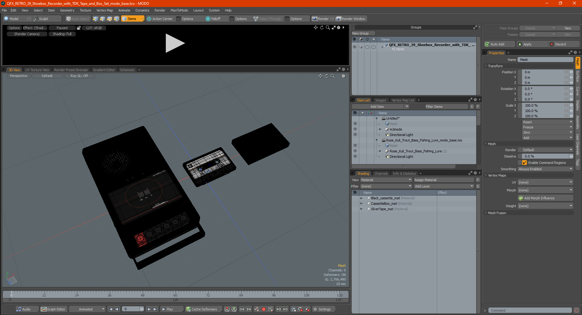 3D model QFX RETRO 39 Shoebox Recorder with TDK Tape and Box Set