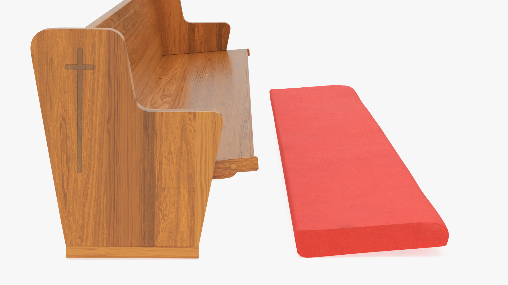 Upholstered Church Pew Bench Red 3D
