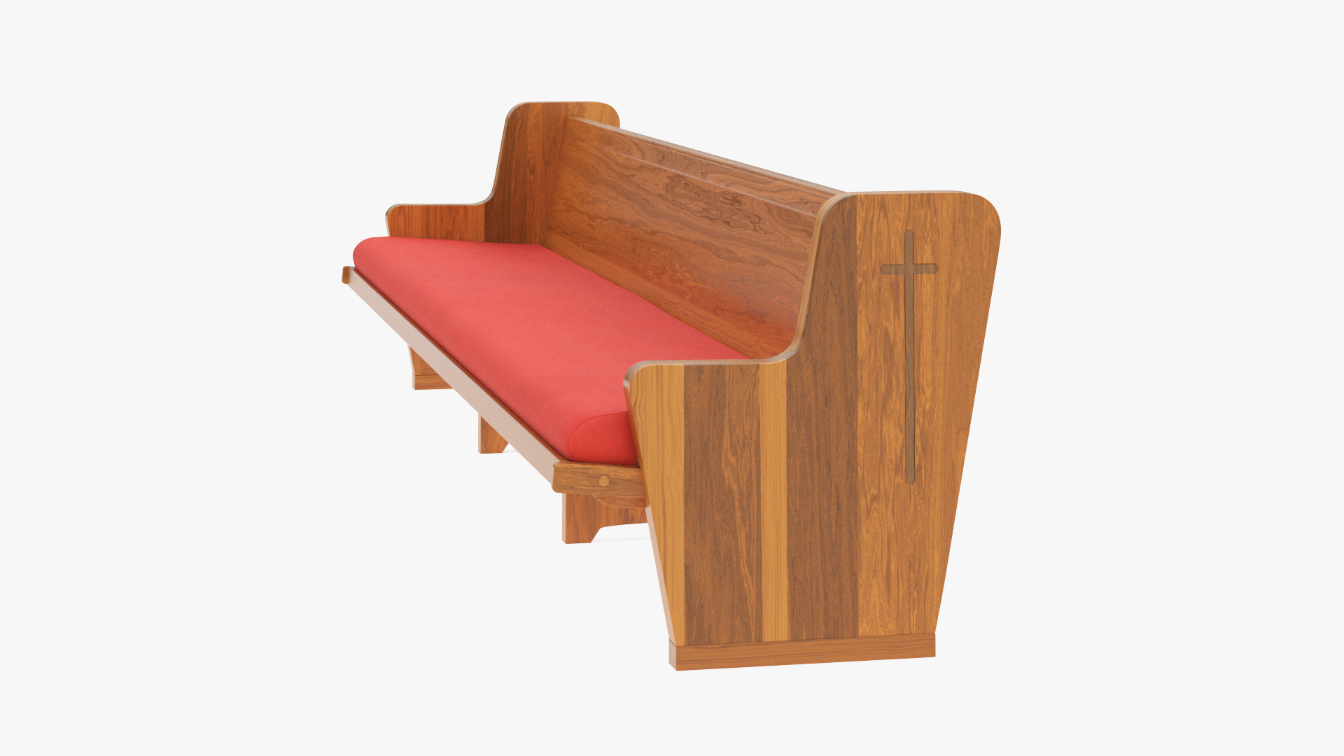 Upholstered Church Pew Bench Red 3D