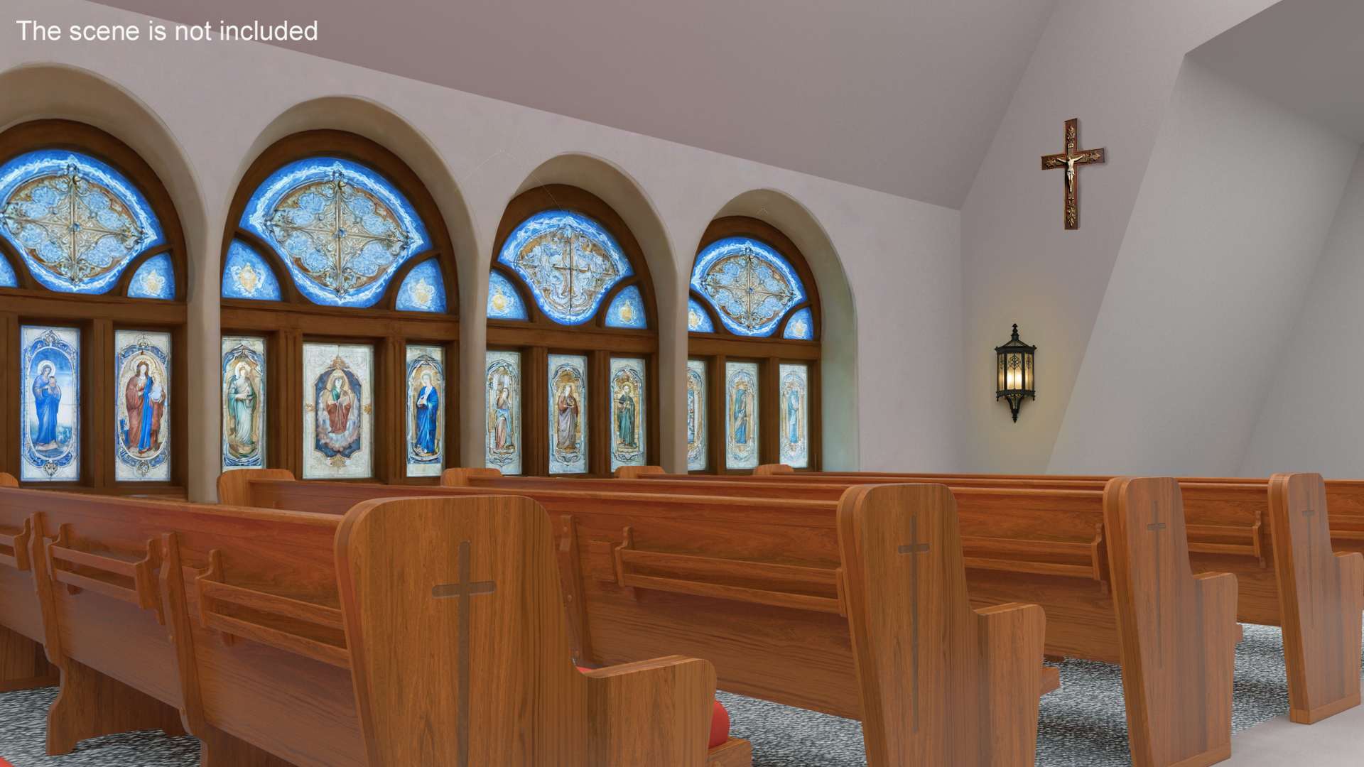 Upholstered Church Pew Bench Red 3D