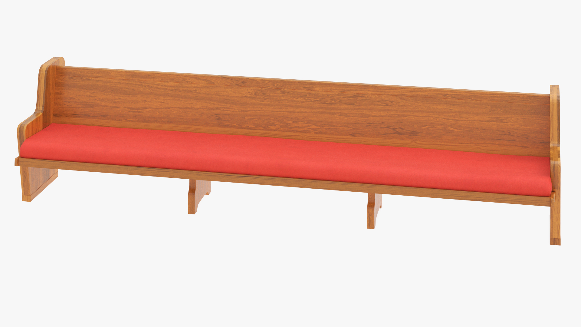 Upholstered Church Pew Bench Red 3D
