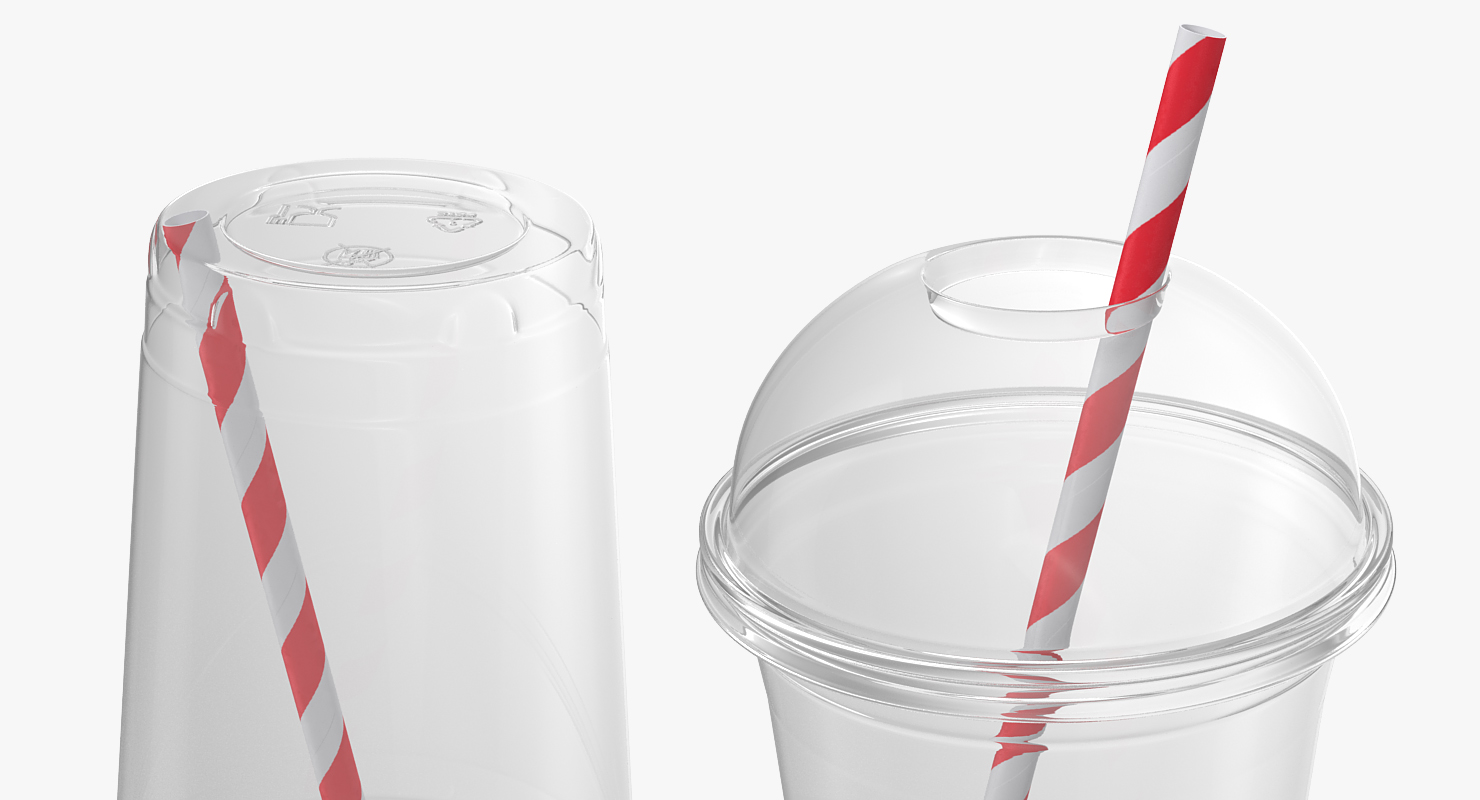 3D Empty Plastic Cup with Straw model