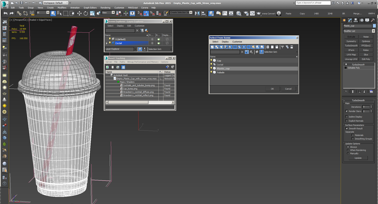 3D Empty Plastic Cup with Straw model