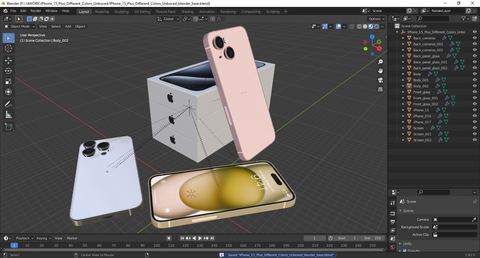 IPhone 15 Plus Different Colors Unboxed 3D model